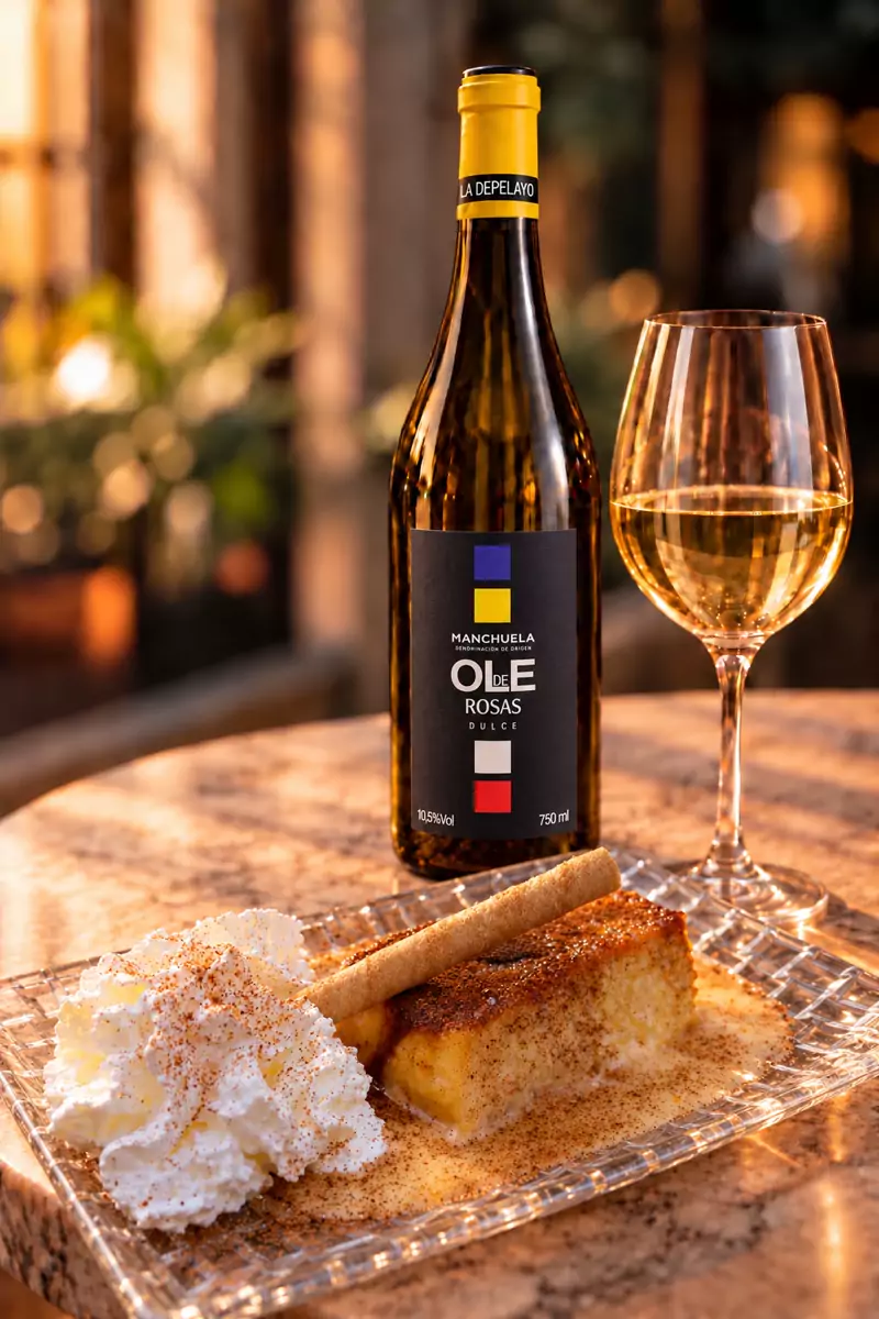 Botella de Olé de Rosas con torrija caramelizada